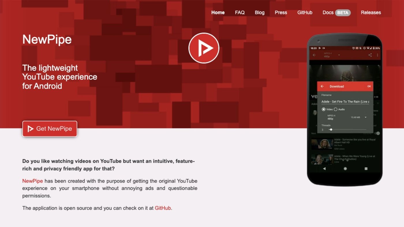 NewPipe descarga de videos para Android