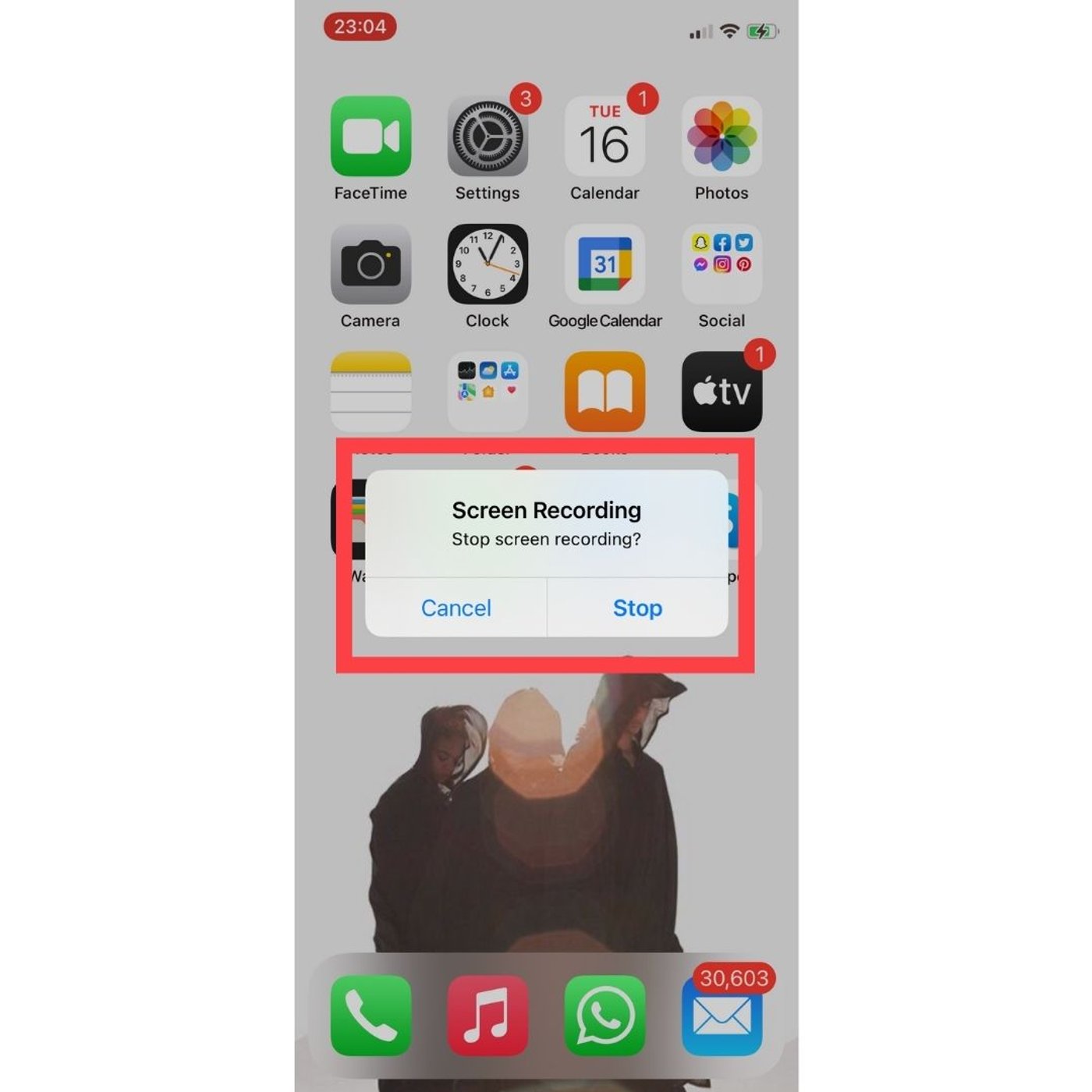 Parar la grabación regresa al Centro de Control