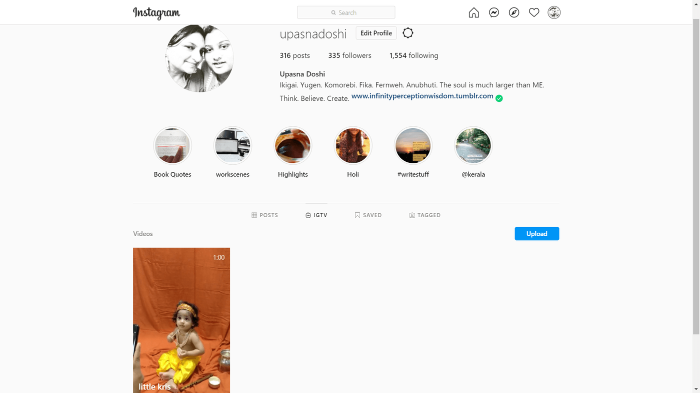 Perfil do Instagram de um usuário
