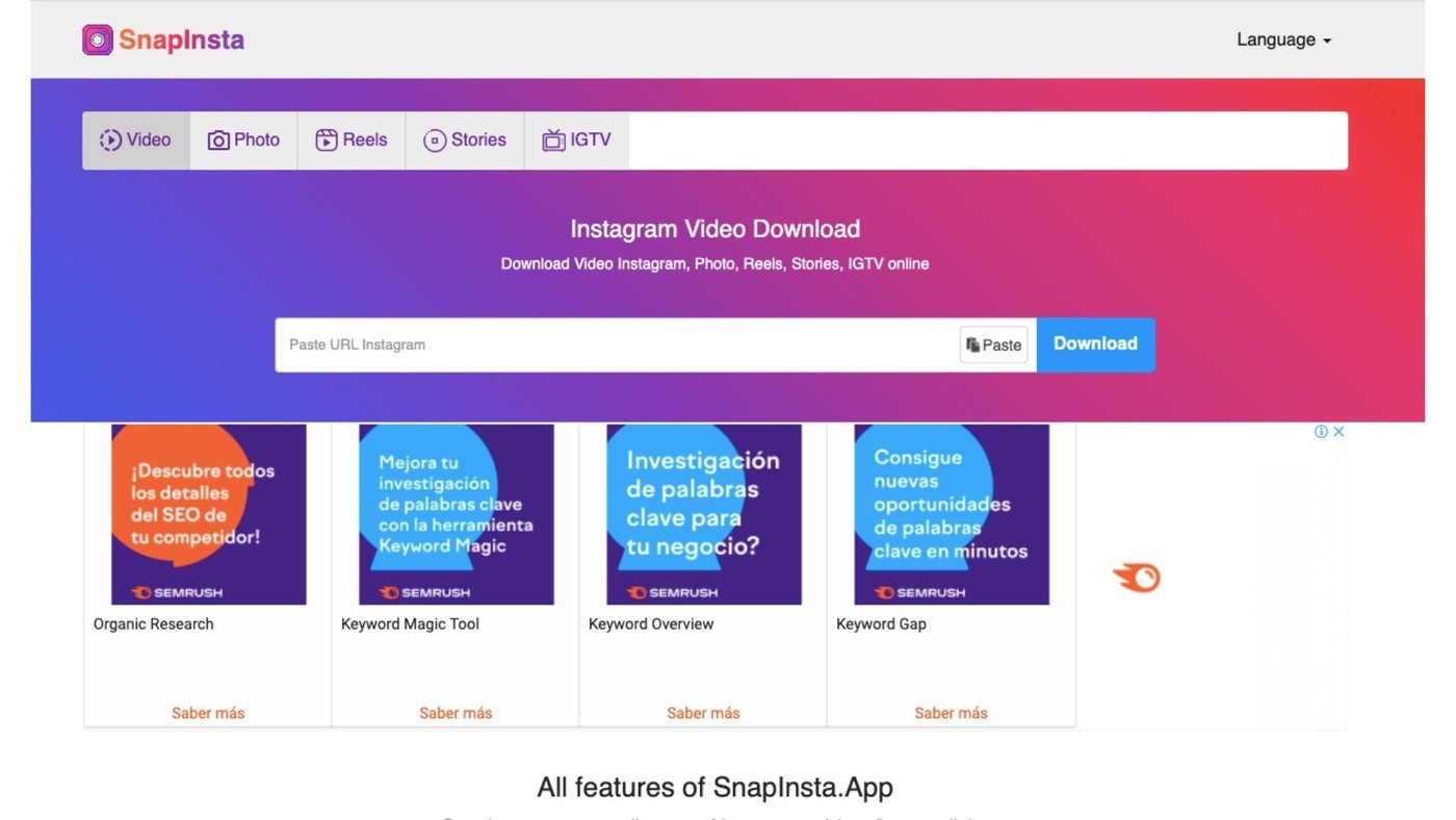 SnapInsta cómo descargar videos fácilmente desde Instagram