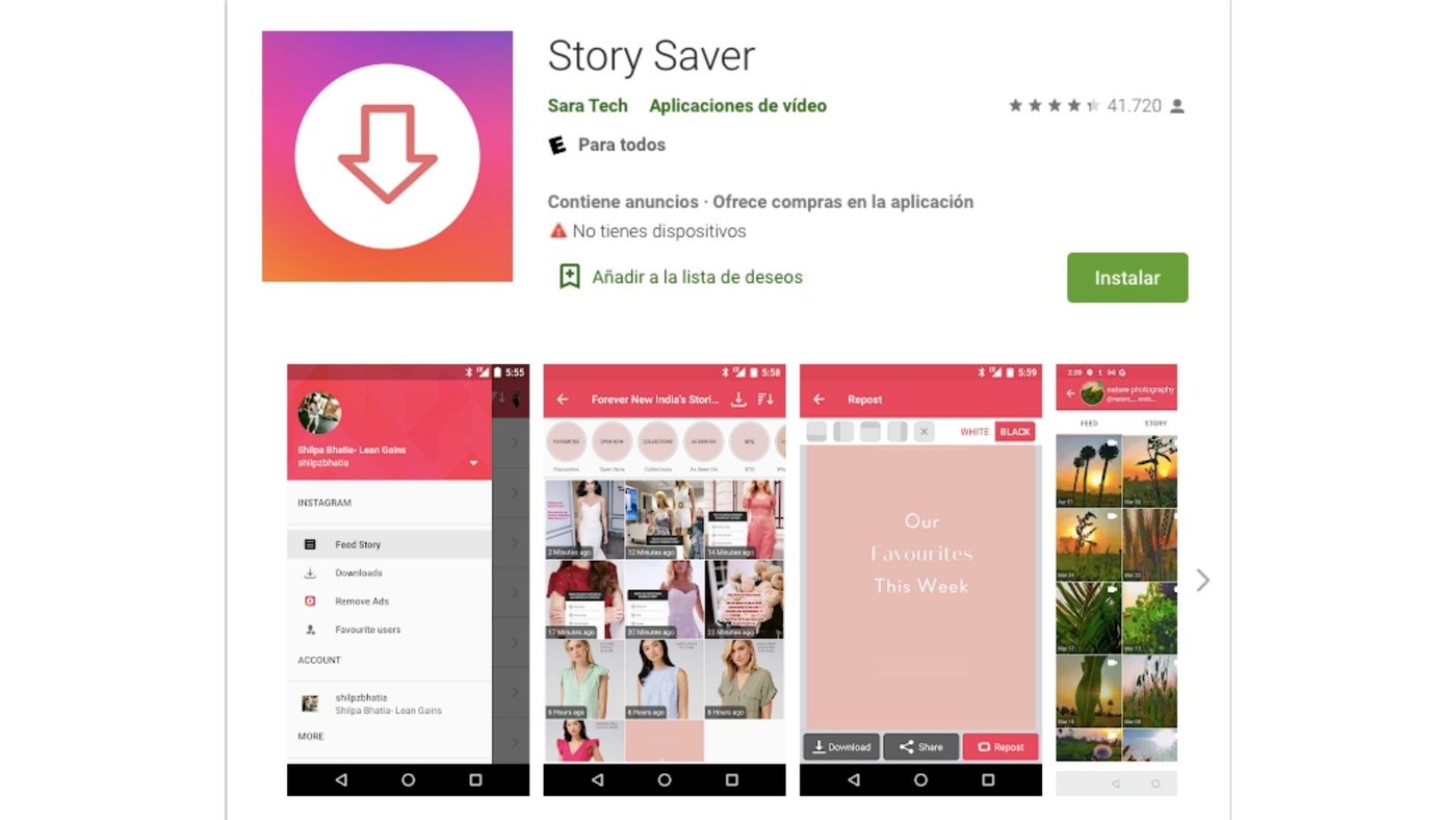 Story Saver descarga de historias de Instagram