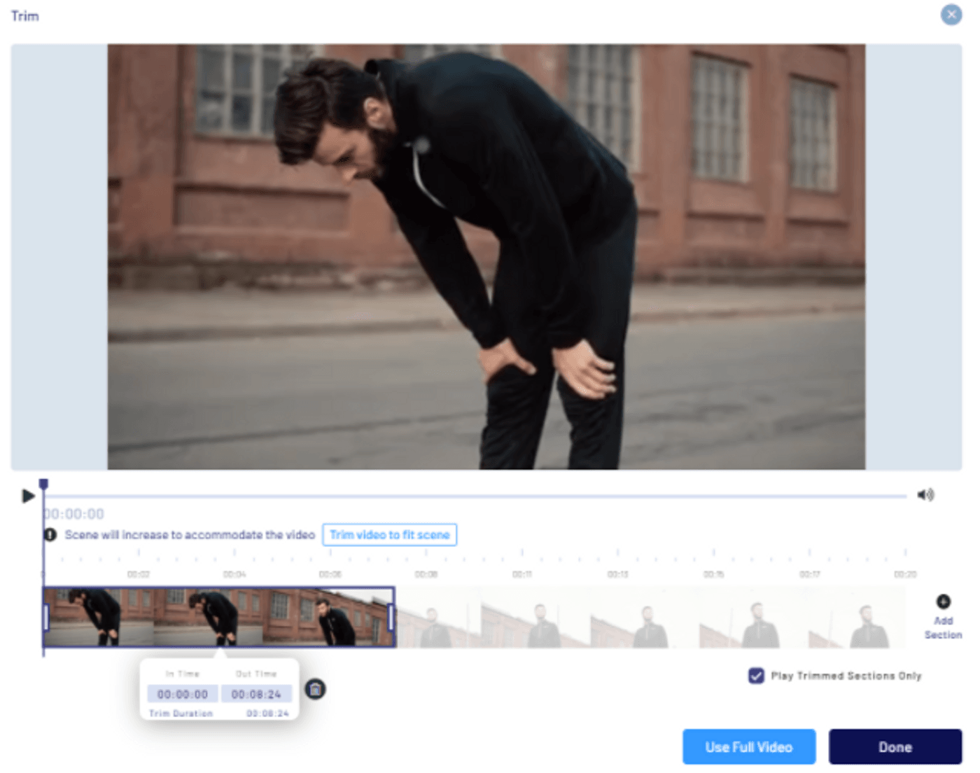 seleção de corte editor de videos invideo