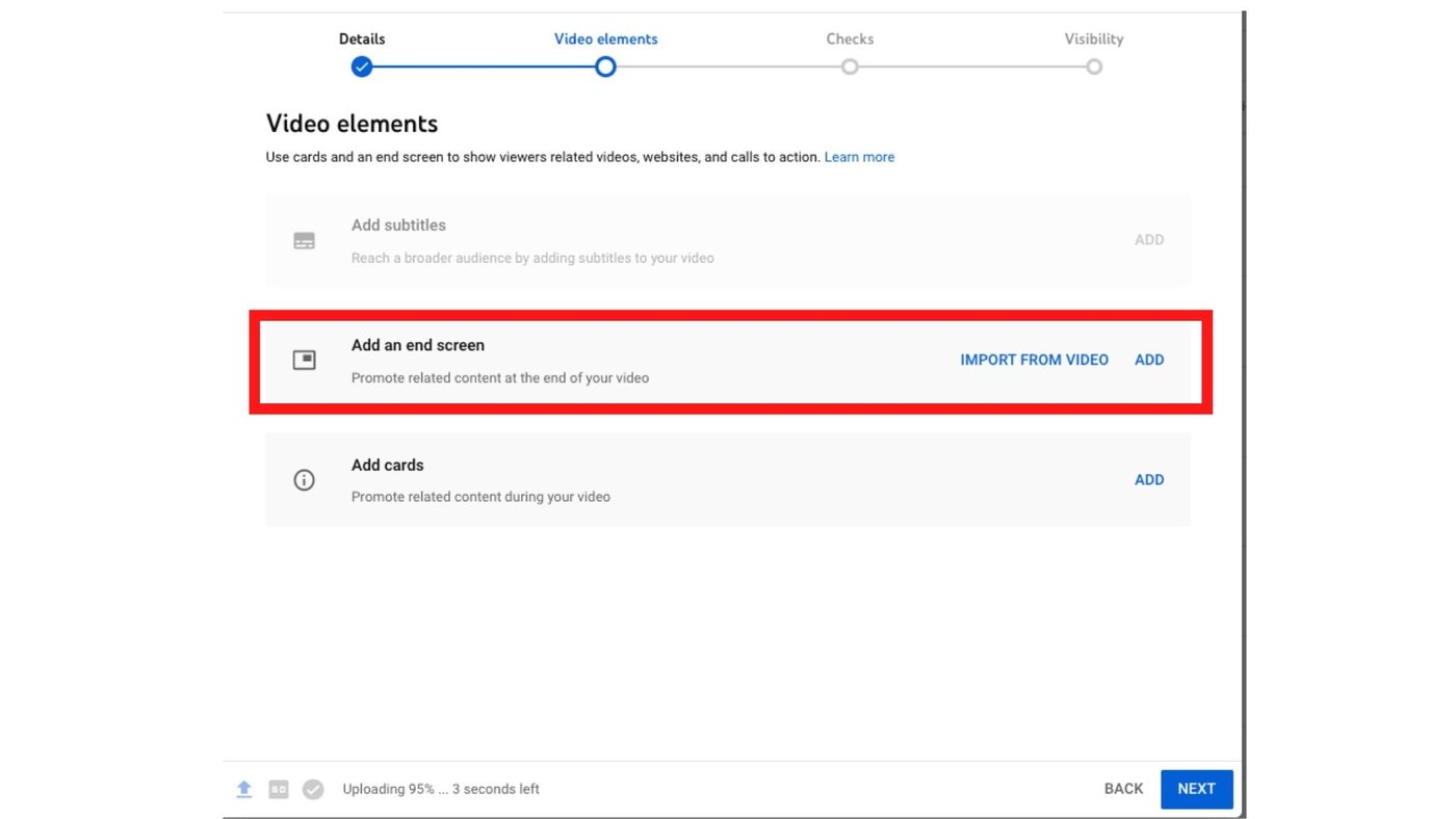 Edita la pantalla final durante la subida