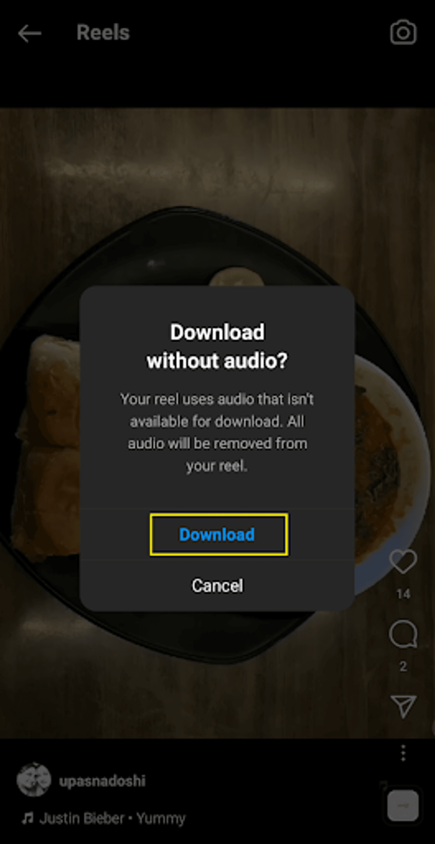 Download published reels - step b