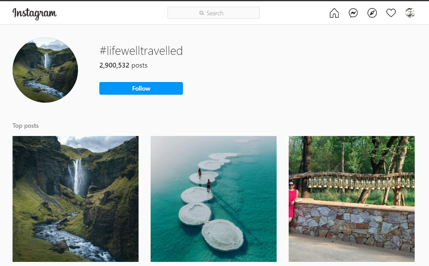 Example of Cathay Pacific created #lifewelltravelled IG Account