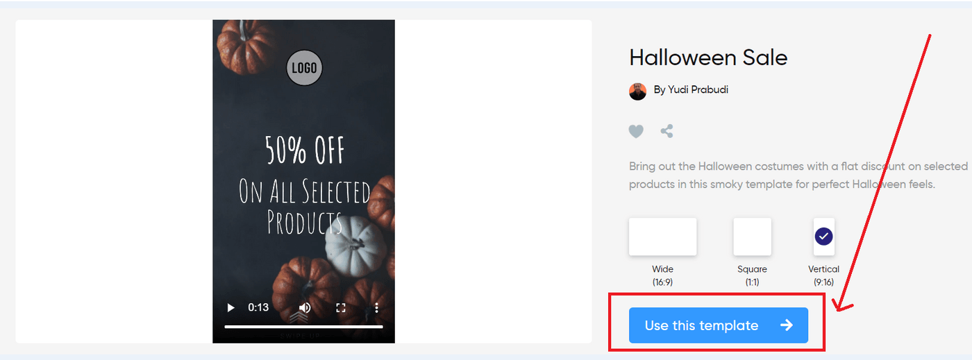 How to customise Halloween Sale template for your business: Step 1