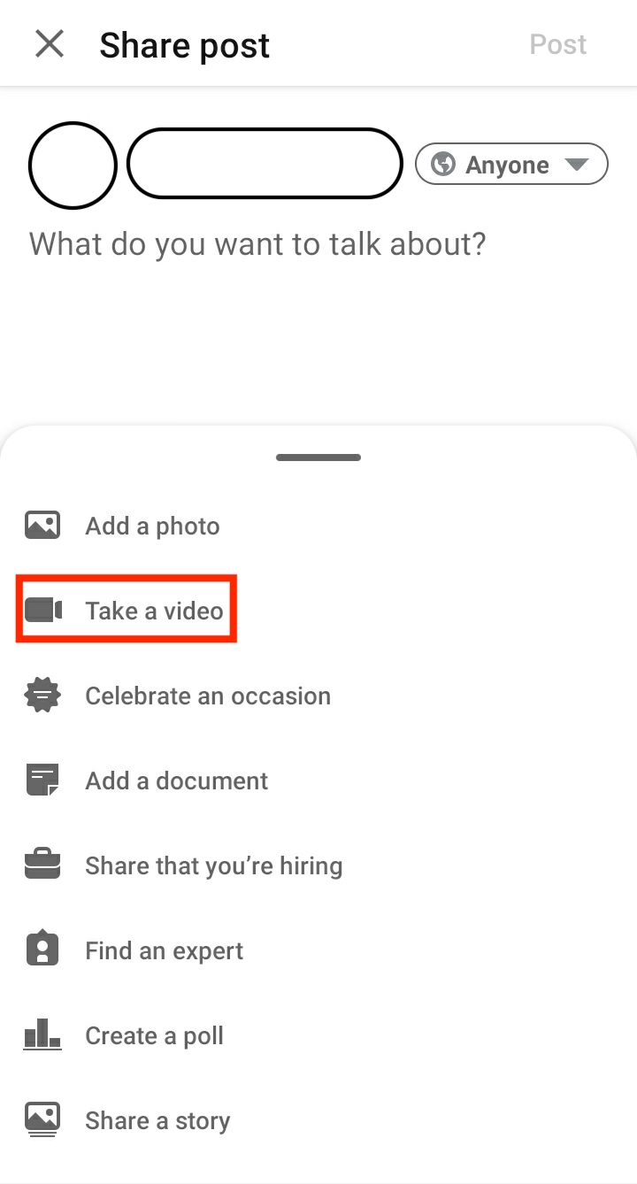 How To Upload A Video From The LinkedIn Mobile App - Step 2