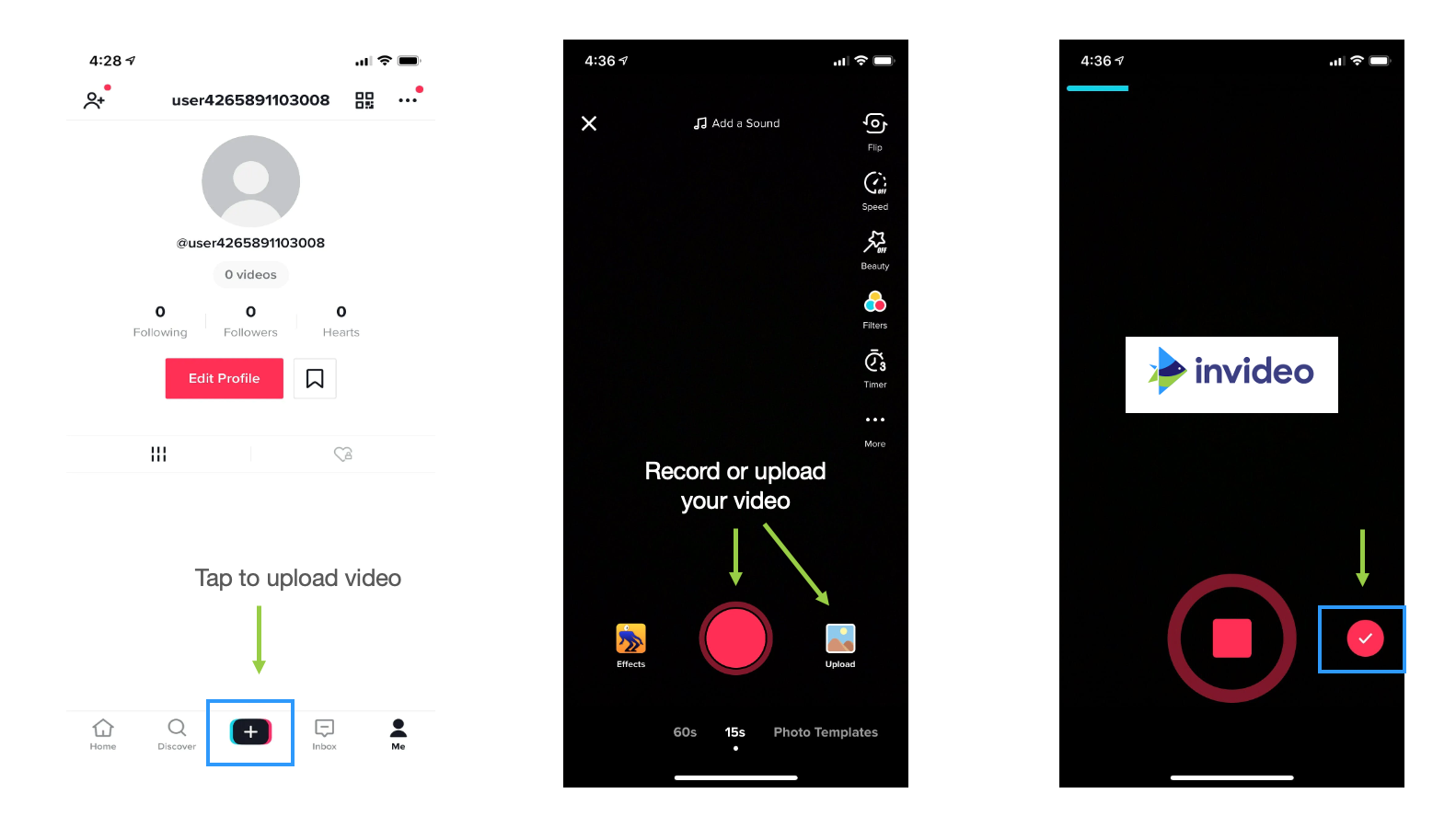How to add text to TikTok from within the TikTok app - Step 3