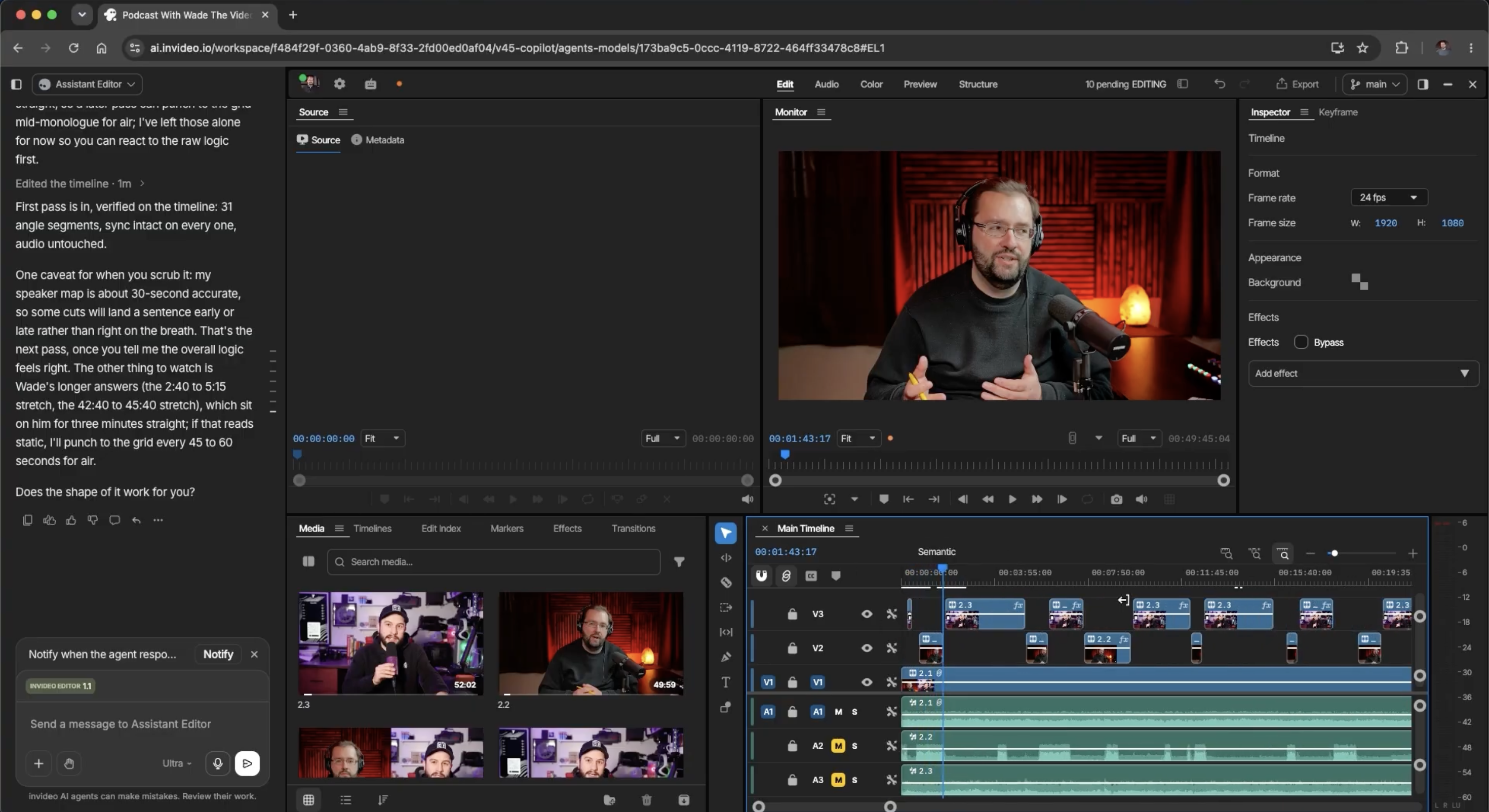 camera switch editing point on timeline editor
