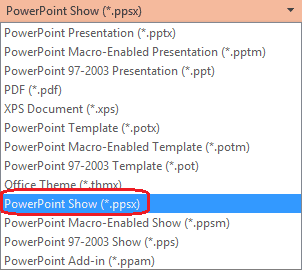 PowerPoint Show Save as Options