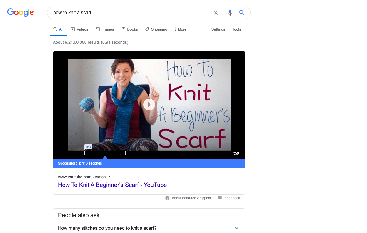 Google Search showing YouTube videos