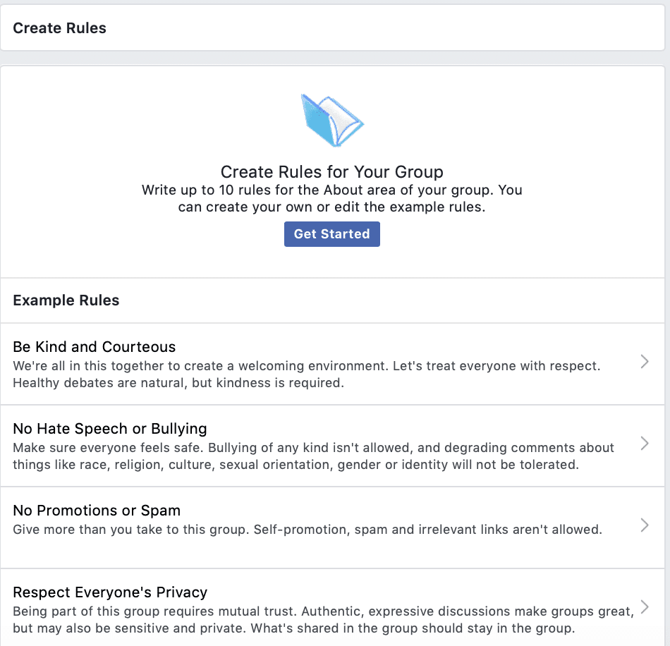 Step 3: Setting Rules for your Facebook Group