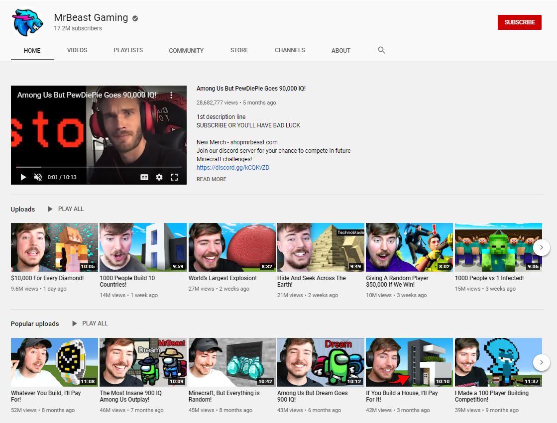gaming channel - MrBeast Gaming