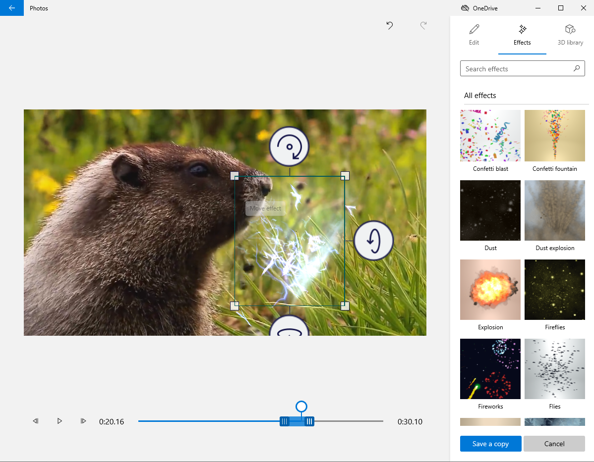 Aggiungi effetti 3D nell'app di foto di Windows 10