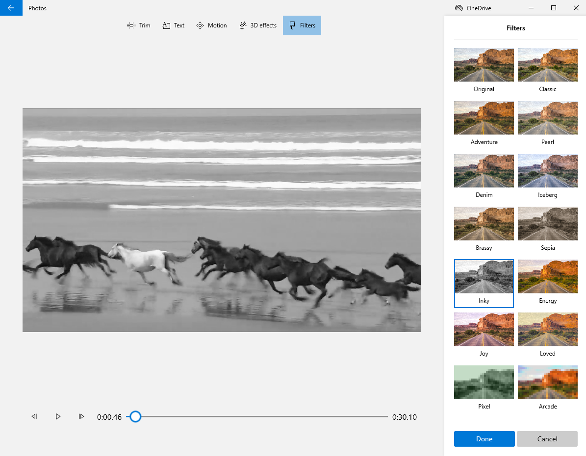 Filtri in Windows 10 Video Editor