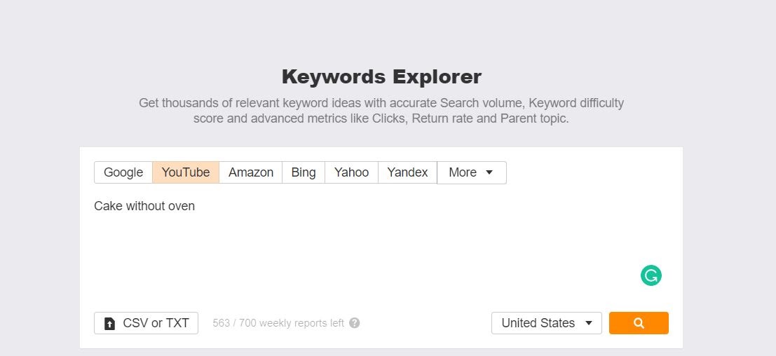 Ahrefs keyword explorer