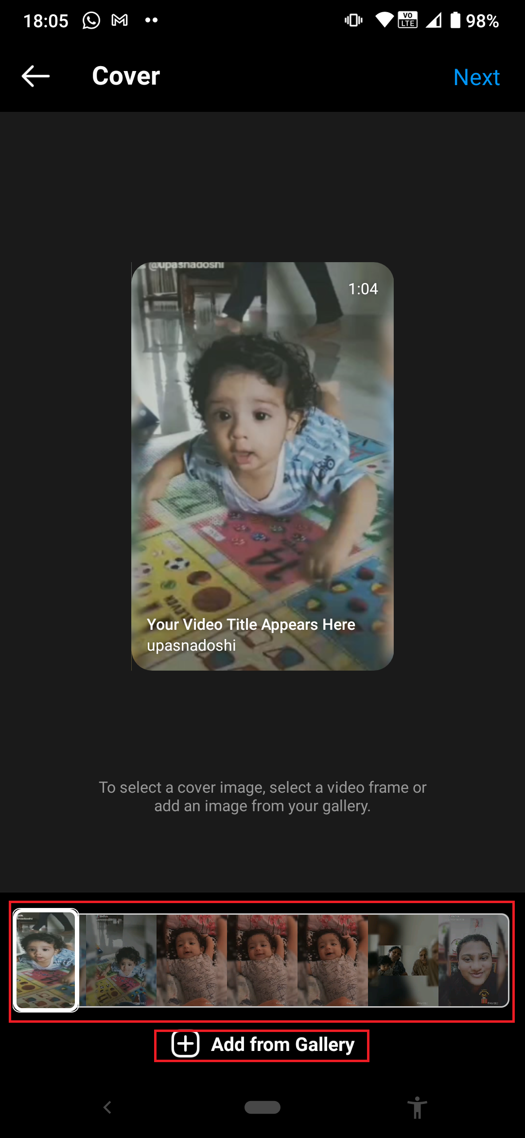 Añadiendo un video para una serie en IGTV